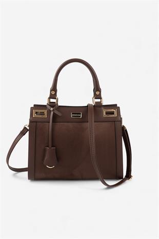 Silver & Polo SP1174 Kadın El Çantası Süet Kahve-Kahve