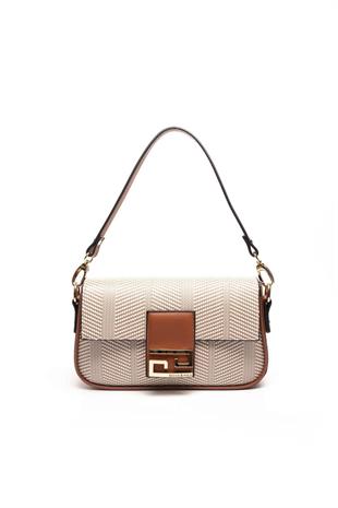 Silver Polo SP1179 Kadın Omuz Çantası Hasır Bej-Taba