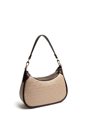 Silver & Polo SP1180 Kadın Omuz Çantası Logolu Nut-Kahve