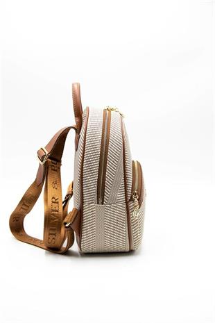 Silver & Polo SP945 Kadın Sırt Çantası Hasır Bej-Taba