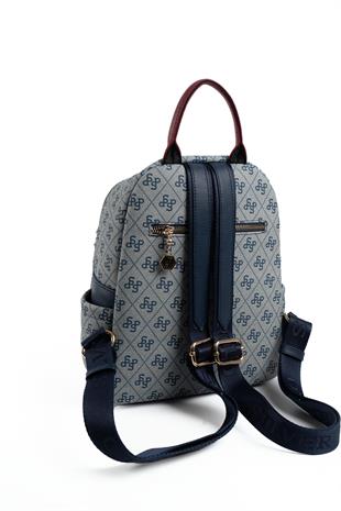 Silver & Polo SP906 Kadın Sırt Çantası Monogram Gri-Laci-Bordo