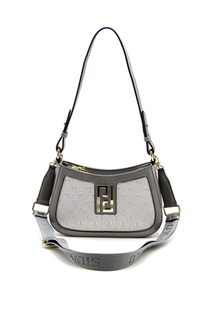 Silver & Polo SP1132 Kadın Çapraz Çanta Logolu A.Gümüş-Platin