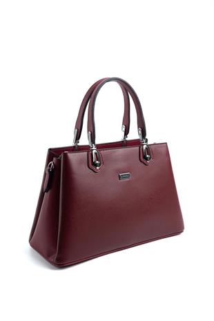 Silver & Polo SP1253 Kadın El Çantası Düz Bordo-Bordo