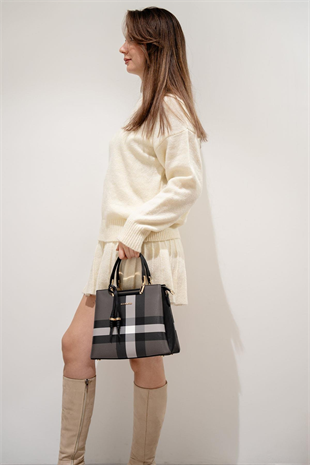 Silver & Polo SP969 Kadın El Çantası Ekose Siyah