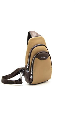 Silver & Polo SP959 Kadın Vücut Çantası Düz Kum-Kahve