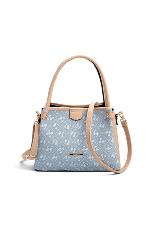 Silver Polo SP1254 Kadın El Çantası Monogram Mavi-Ten