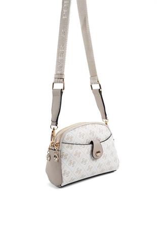 Silver Polo SP1144 Kadın Çapraz Çanta Monogram Bej-Kum