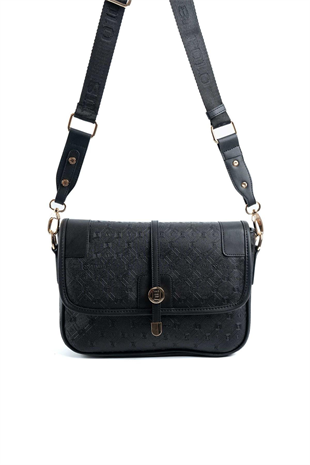 Silver & Polo SP1182 Kadın Çapraz Çanta Logolu Siyah-Siyah