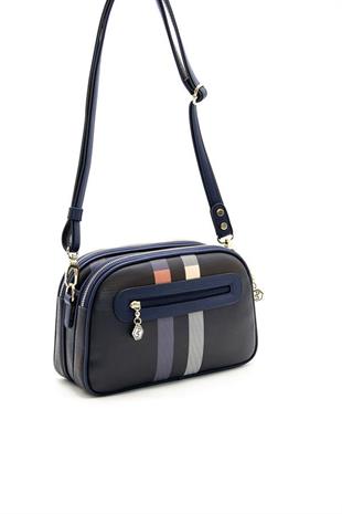 Silver & Polo SP745 Kadın Çapraz Çanta Ekose Lacivert
