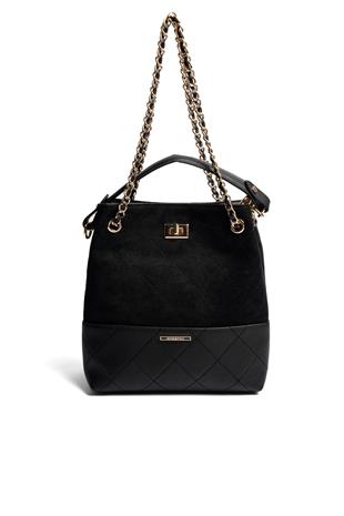 Silver & Polo SP1262 Kadın Omuz Çantası Süet Siyah-Siyah