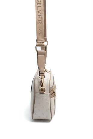Silver Polo SP1280 Kadın Çapraz Çanta Logolu Bej-Latte