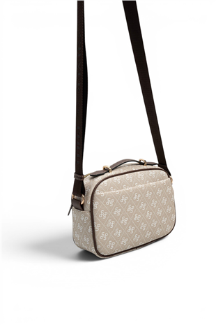 Silver Polo SP1186 Kadın Çapraz Çanta Monogram Taş-Kahve