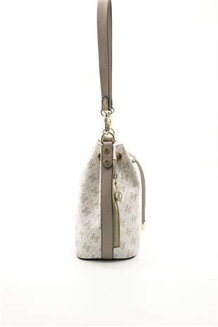 Silver Polo SP1137 Kadın Omuz Çantası Monogram Bej-Kum