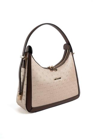 Silver & Polo SP1187 Kadın Omuz Çantası Logolu Nut-Kahve