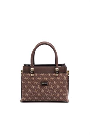 Silver & Polo SP826 Kadın El Çantası Monogram Kahve