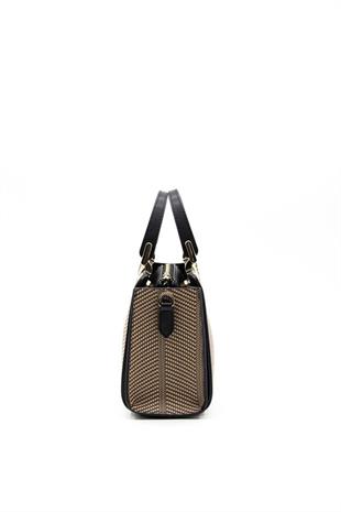Silver & Polo SP1133 Kadın El Çantası Hasır Nut-Siyah