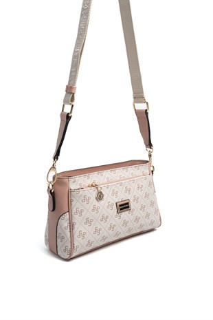 Silver & Polo SP1273 Kadın Çapraz Çanta Monogram Pembe-Somon