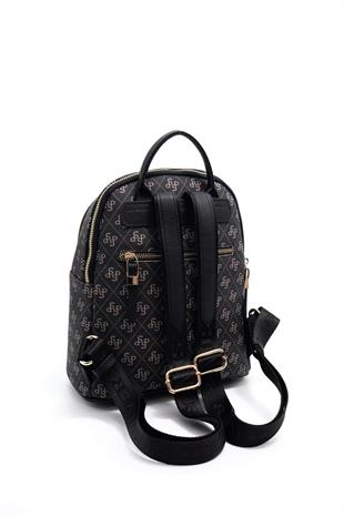 Silver & Polo SP901 Kadın Sırt Çantası Monogram Füme-Siyah