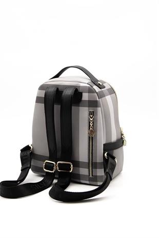 Silver & Polo SP1061 Kadın Sırt Çantası Ekose Gri-Siyah