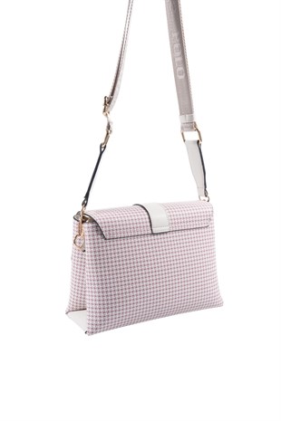 Silver & Polo SP1275 Kadın Çapraz Çanta King Desen Bordo-Kemik