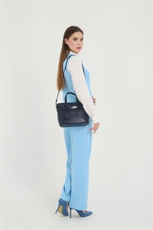 Silver & Polo SP1185 Kadın El Çantası Düz Lacivert-Lacivert