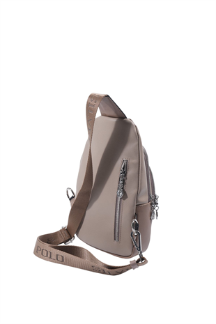 Silver & Polo SP959 Kadın Vücut Çantası Düz Koyu Bej-Latte