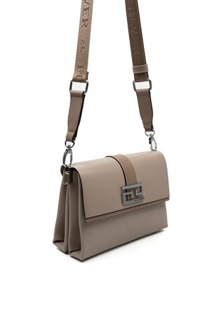 Silver & Polo SP1009 Kadın Çapraz Çanta Düz Koyu Bej-Latte
