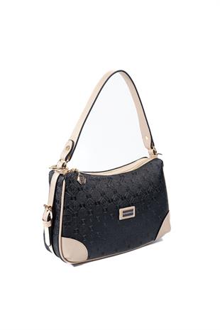 Silver & Polo SP1269 Kadın Omuz Çantası Logolu Siyah-S.Nut