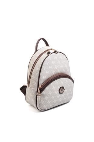 Silver & Polo SP945 Kadın Sırt Çantası Monogram Taş-Kahve