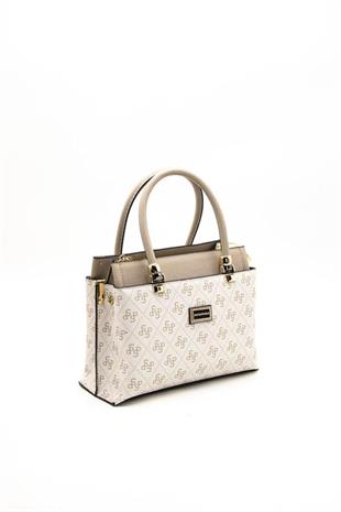 Silver & Polo SP826 Kadın El Çantası Monogram Bej-Kum