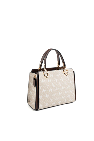 Silver Polo SP1133 Kadın El Çantası Monogram Taş-Kahve