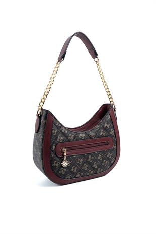 Silver & Polo Kahve Sarı - Bordo SP1168 Kadın Omuz Çantası