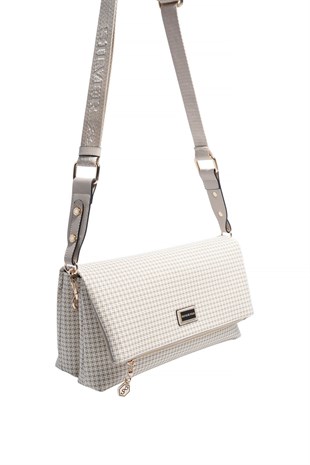 Silver & Polo SP1278 Kadın Çapraz Çanta King Desen Kum-Kum Beji