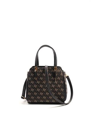 Silver & Polo SP1136 Kadın El Çantası Monogram Füme-Siyah