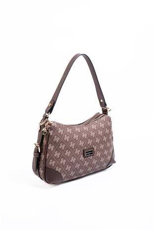 Silver Polo SP1269 Kadın Omuz Çantası Monogram Kahve-Kahve
