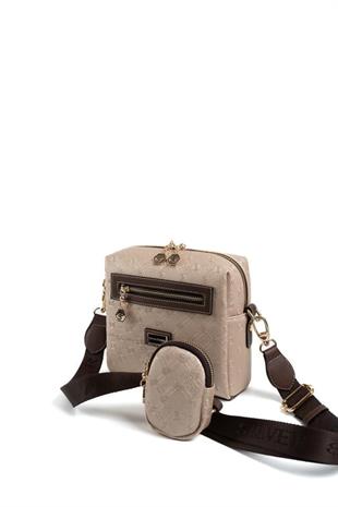 Silver & Polo SP1038 Kadın Çapraz Çanta Logolu Nut-Kahve