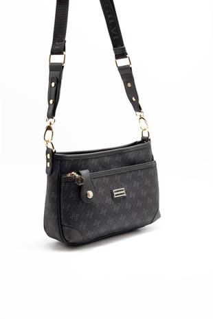 Silver & Polo SP1160 Kadın Çapraz Çanta Monogram Siyah