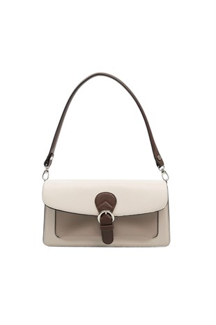 Silver & Polo SP1279 Kadın Çapraz Çanta Düz Bej-M105Koyu Bej-M105Kahve