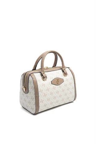 Silver & Polo SP1091 Kadın El Çantası Monogram Bej-Latte