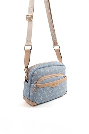 Silver & Polo SP1201 Kadın Çapraz Çanta Monogram Mavi-Ten
