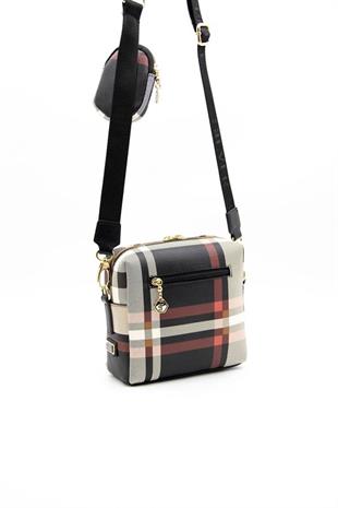 Silver & Polo SP1038 Kadın Çapraz Çanta Ekose Siyah