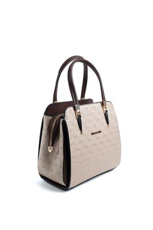 Silver & Polo SP1136 Kadın El Çantası Logolu Nut-Kahve