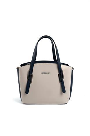 Silver & Polo SP1021 Kadın El Çantası Düz Bej-Lacivert