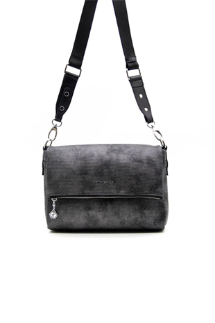 Silver & Polo SP963 Kadın Çapraz Çanta Petek M.Gümüş-Siyah