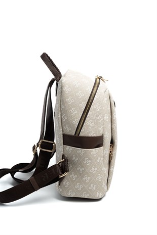 Silver & Polo SP926 Kadın Sırt Çantası Monogram Taş-Kahve