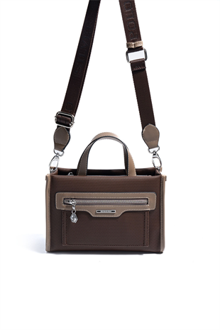 Silver & Polo SP1271 Kadın El Çantası Petek Kahve-Vizon