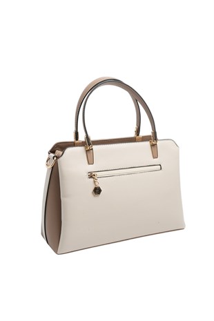 Silver & Polo SP9721 Kadın El Çantası Düz Bej-Latte