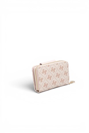 Silver Polo Pembe - Pudra Monogram Kadın Cüzdan ve Kartlık SP935