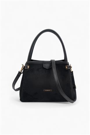 Silver & Polo SP1254 Kadın El Çantası Süet Siyah-Siyah