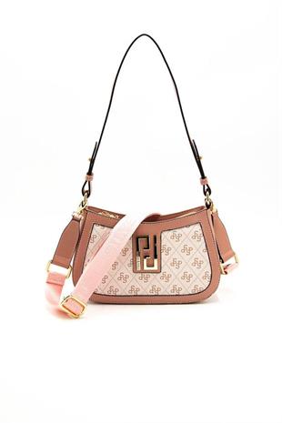 Silver & Polo SP1132 Kadın Çapraz Çanta Monogram Pembe-Somon
